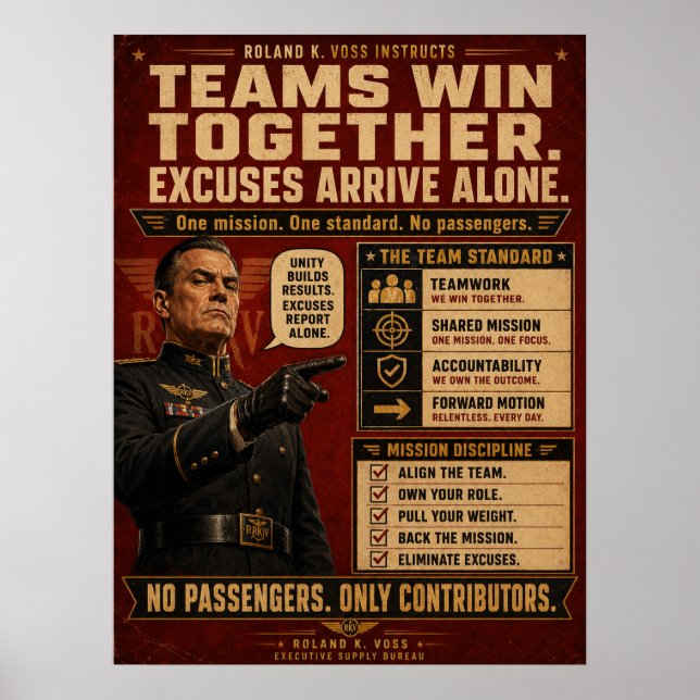 Affiche de motivation au travail d'équipe | Roland (Devant)