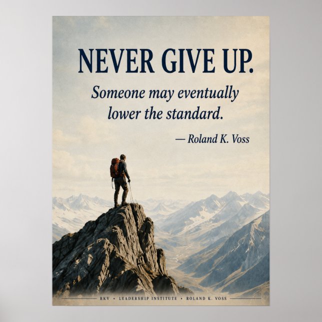 Affiche de motivation drôle Ne jamais abandonner | (Devant)