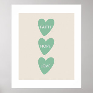 Affiche de motivation Foi Espoir Amour Cœurs