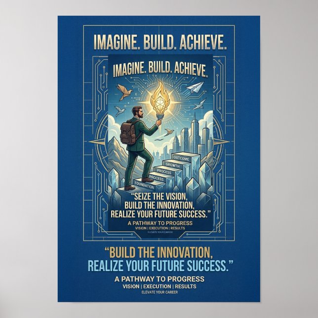 Affiche de motivation Imaginez Construire Réussir (Devant)