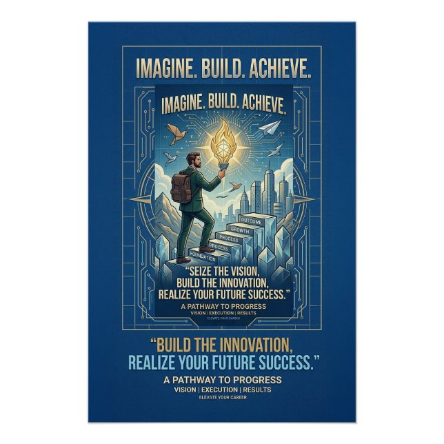Affiche de motivation Imaginez Construire Réussir (Devant)
