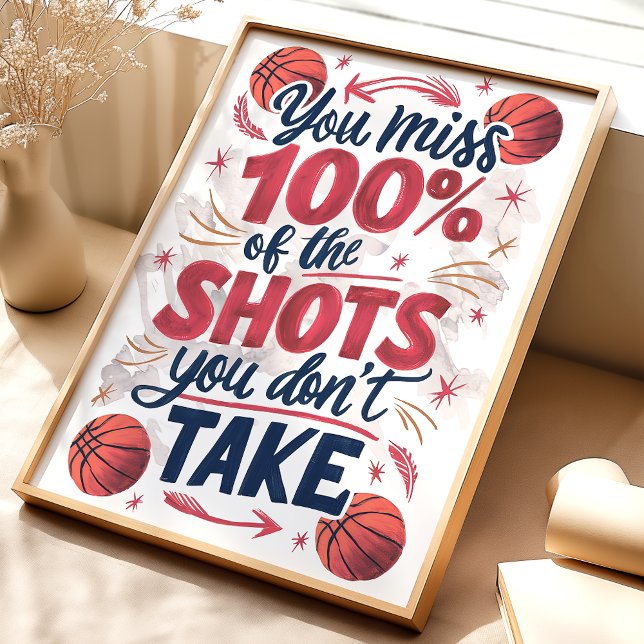Affiche de motivation pour le basket-ball : 100 %  (Créateur téléchargé)