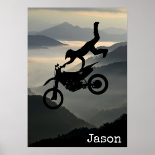 Affiche de moto de motocross montagne
