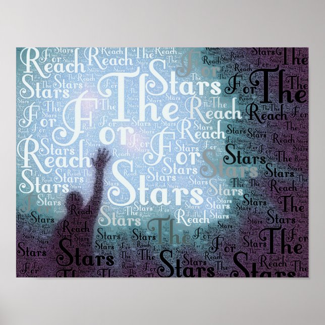 Affiche de mots typographiques Atteindre les étoil (Devant)