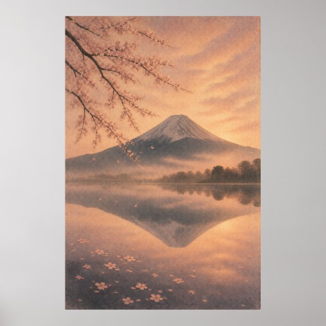 Affiche de Mount Fuji Japandi pour décoration mura (Devant)