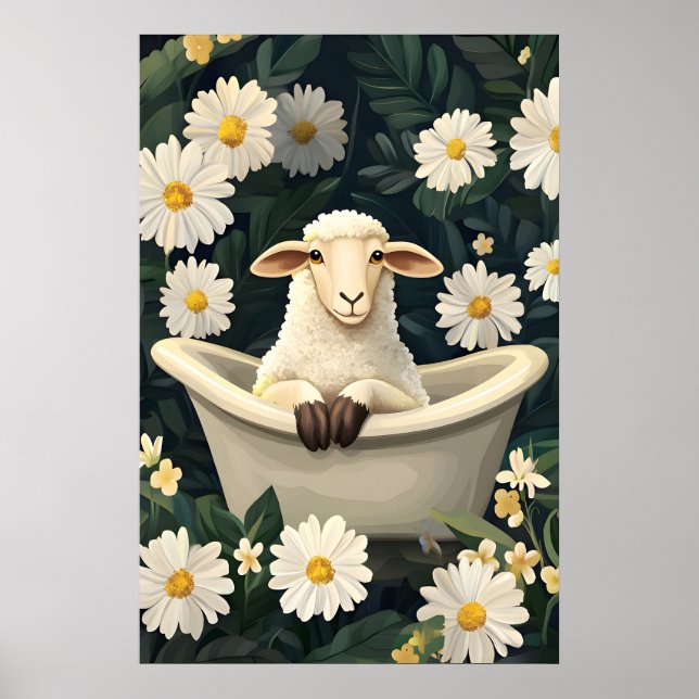 Affiche de mouton dans la baignoire, affiche d'ani (Devant)