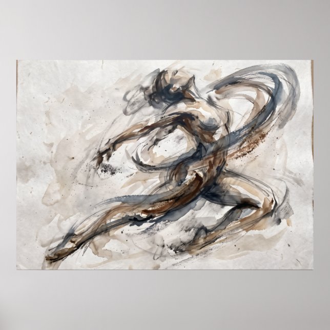 Affiche de mouvement de figure abstraite neutre (Devant)