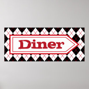 Affiche de mur de diner rétro