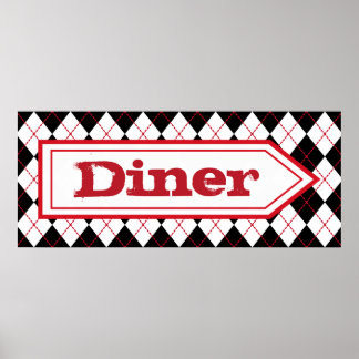 Affiche de mur de diner rétro