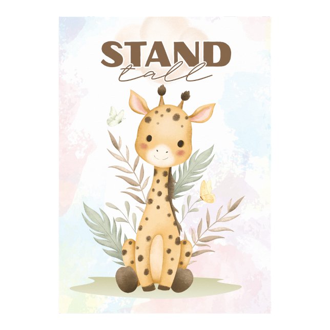 Affiche de mur de nurserie de girafe encourageante (Uplifting Giraffe nursery wall poster Stand tall)