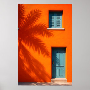 Affiche de mur orange méditerranéen, Palmier côtie