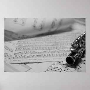 Affiche de musique de piccolo et de feuille