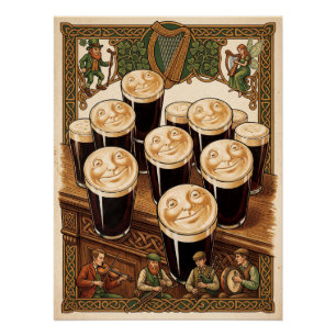 Affiche de musique de pub irlandais vintage et ver