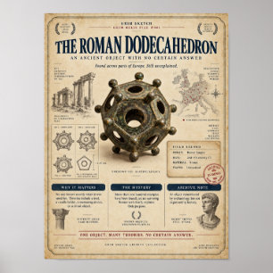 Affiche de mystère archéologique du dodécaèdre rom
