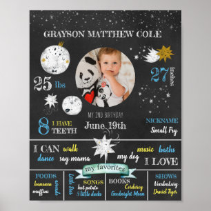Affiche de naissance personnalisée Lune et Étoiles