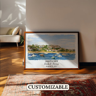 Affiche de Nantucket Massachusetts, Aquarelle, Sur