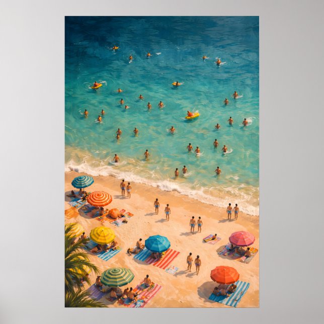 Affiche de natation océanique aérienne, mur de fou (Devant)