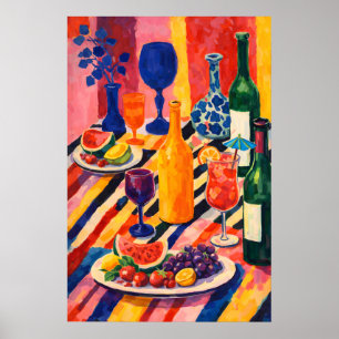 Affiche de nature morte de fruits de vin colorés,