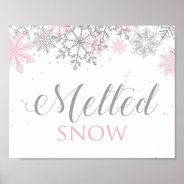 Affiche de neige fondue en rose et argent Winter O (Devant)