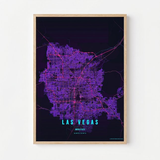 Affiche de néon de Las Vegas, impression, carte du (Créateur téléchargé)