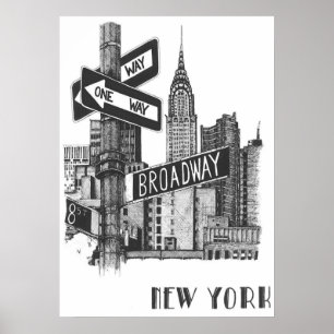 affiche de new york city, nyc skyline art, manhatt