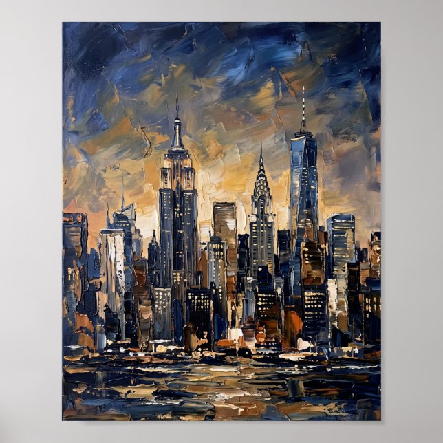 Affiche de New York Luxe Peinture à l'Huile Abstra (Devant)