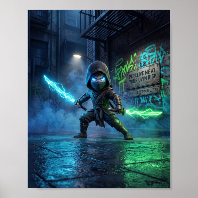 Affiche de Ninja Cyberpunk Néon (Devant)