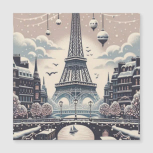 Affiche de Noël à Paris – Ciel enneigé de la ville
