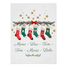 Affiche de Noël avec motif de chaussette, cadeau g