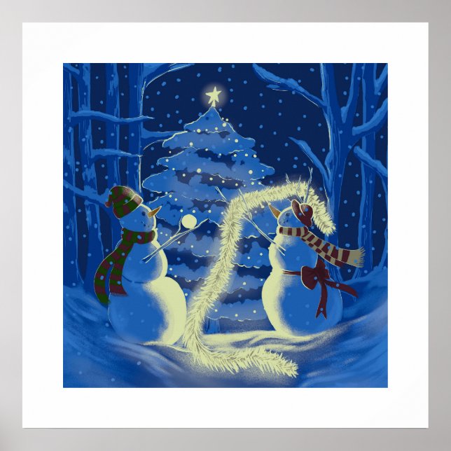 Affiche de Noël Bonhomme de Neige (Devant)