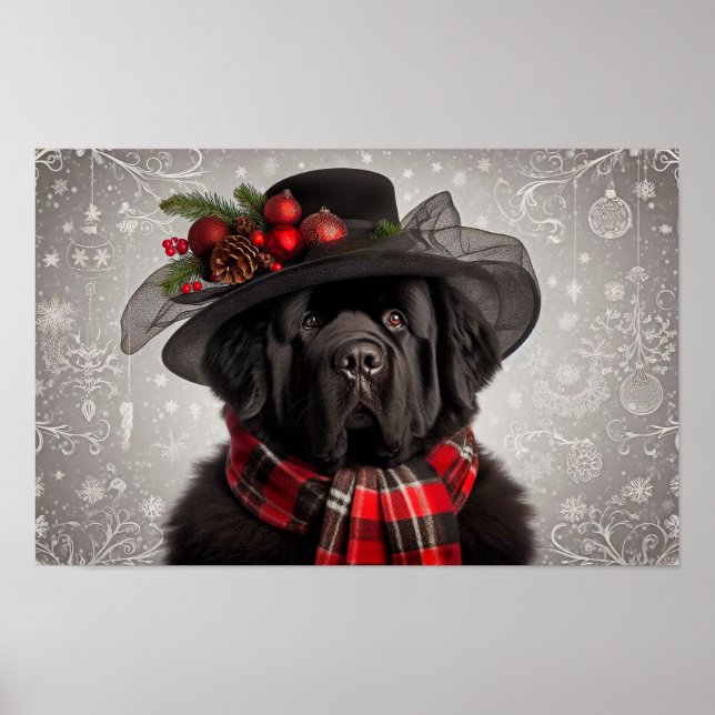 Affiche de Noël de la dame Newfie Holiday (Devant)