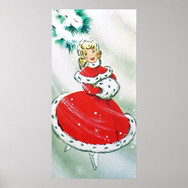 affiche de Noël de la fille vintage (Devant)