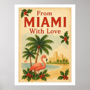 Affiche de Noël Vintage From Miami With Love