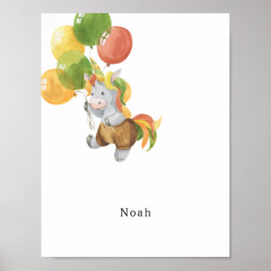 Affiche de nom d'âne à l'aquarelle mignonne avec b