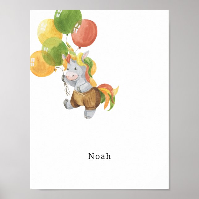 Affiche de nom d'âne à l'aquarelle mignonne avec b (Devant)