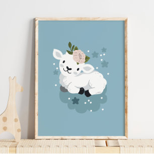 Affiche de nom d'animal de mouton bébé   Décoratio