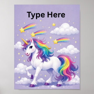 Affiche de nom de licorne personnalisée – (Violet)