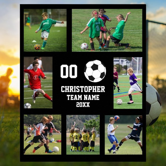 Affiche de nom d'équipe de collage photo de footba (Soccer 7 photo collage team name poster)