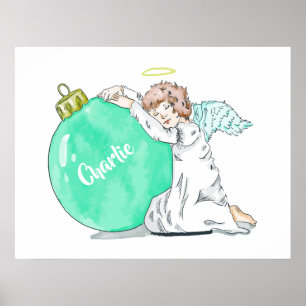 affiche de nom personnalisé Christmas Angel