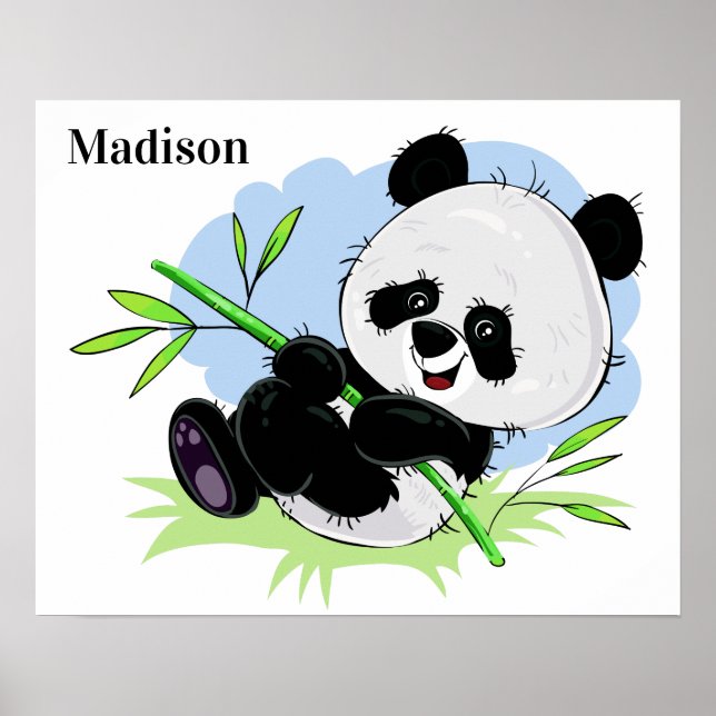 Affiche de nom personnalisé Cute Panda (Devant)