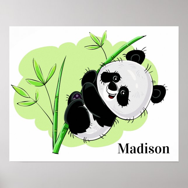 Affiche de nom personnalisé Cute Panda (Devant)