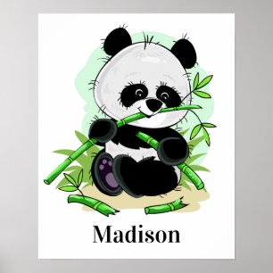 Affiche de nom personnalisé Cute Panda