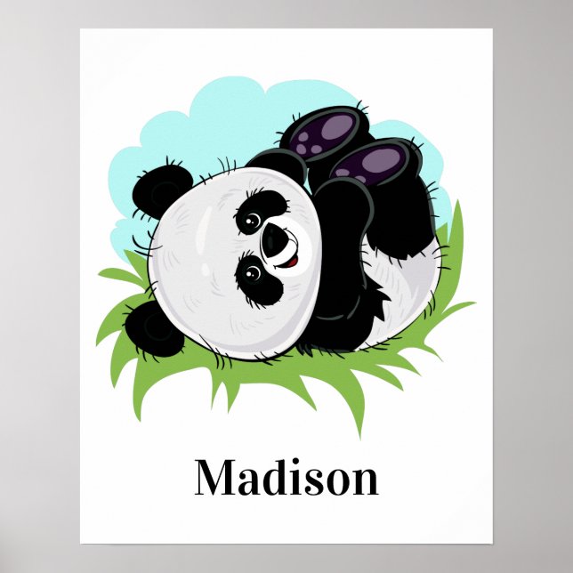 Affiche de nom personnalisé Cute Panda (Devant)