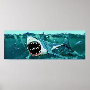 Affiche de nom personnalisé du requin effrayant