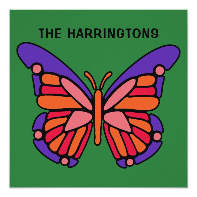 Affiche de nom personnalisé Stylisé Papillon (Devant)