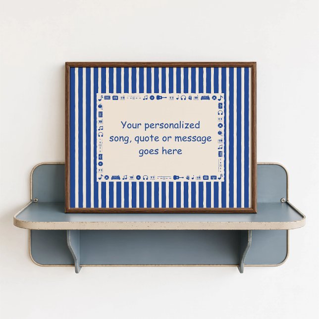 Affiche de note de musique bleu foncé - Cadeau de  (Dark Blue Music Note Poster - close-up view (frame/decor not included)
)