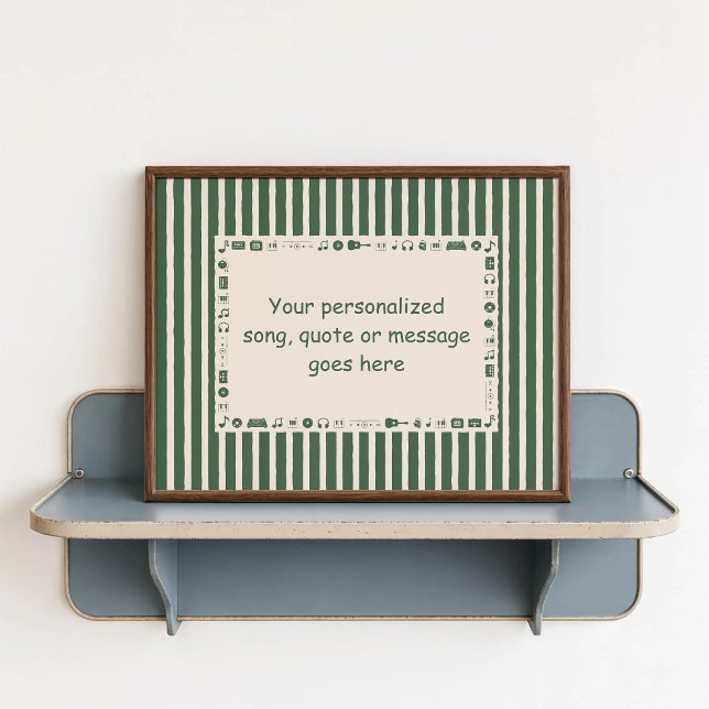 Affiche de note de musique vert foncé - Cadeau per (Dark Green Music Note Poster - close-up view (frame/decor not included)
)