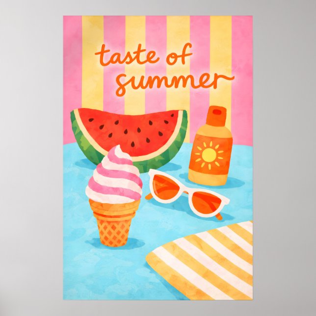 Affiche de nourriture de plage d'été rétro, Tropic (Devant)