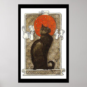 Affiche de Nouveau d'art de chat noir/conversation