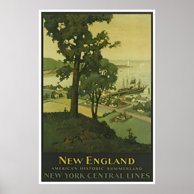 Affiche de Nouvelle-Angleterre Voyage Art New York (Devant)